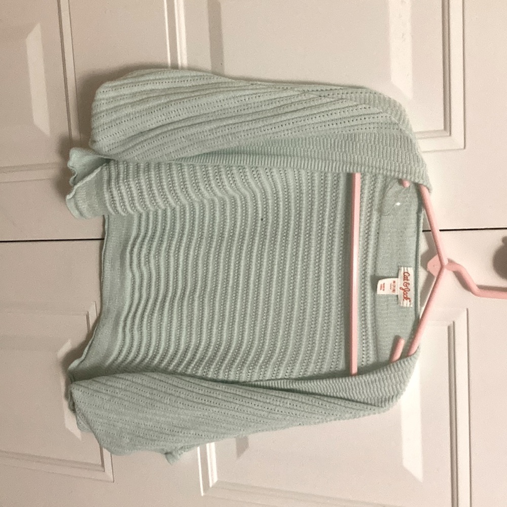 blue cardigan !